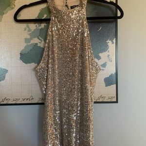 Gold sequence tank blouse